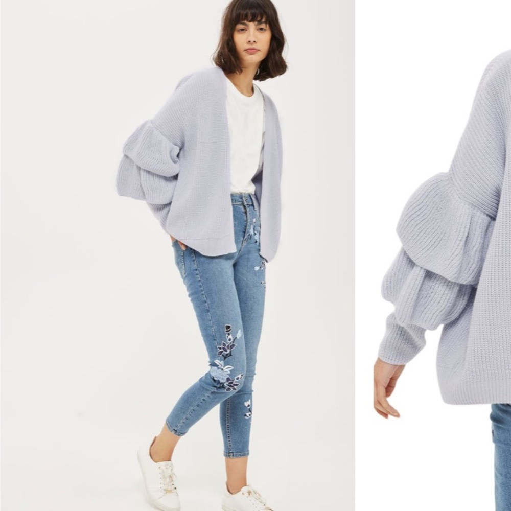 Layered Ruffle Sleeve Cardigan - Picture 3 of 3